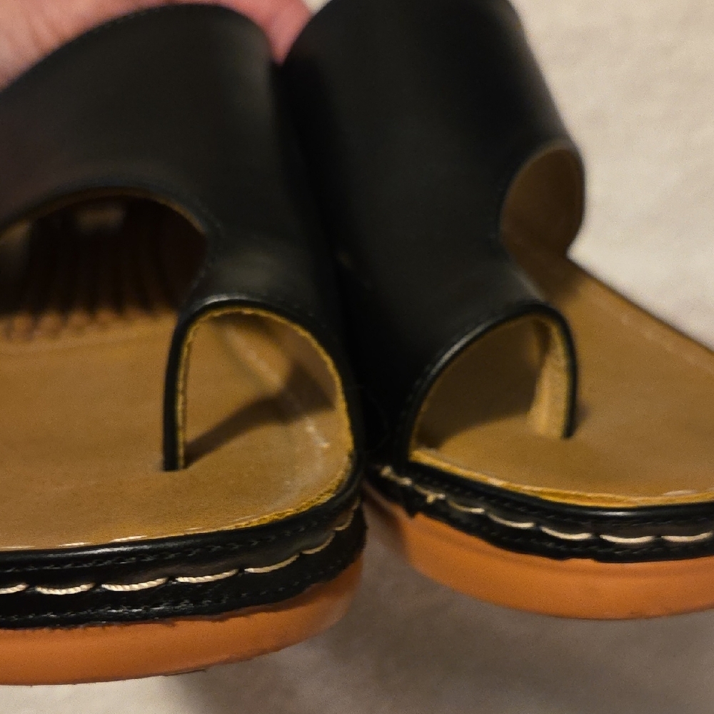 Womens Orthopedic Black Leather Slide Sandals, sz 9 - Picture 10 of 10